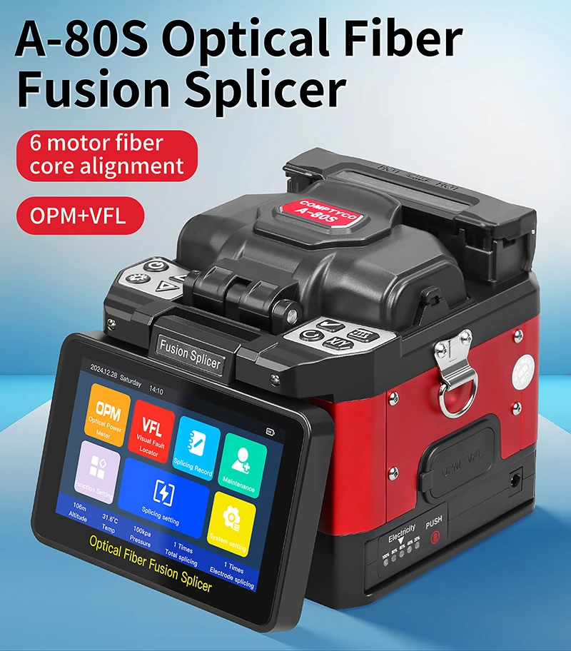 A-80S/A-88S Optical Fiber Fusion Splicer 6 Motor Touch Screen Multilingual Fiber