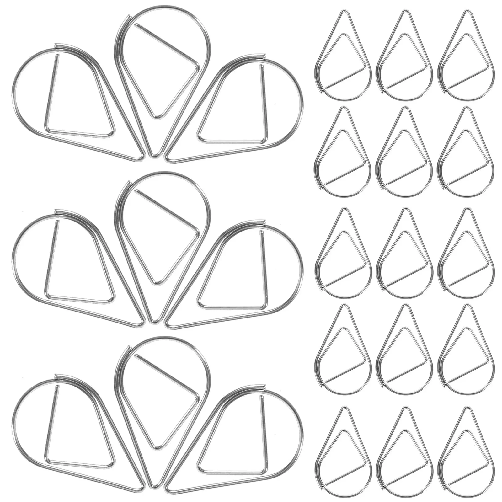 100pcs 금속 물방울 종이 클립 크리 에이 티브 모양의 장식 작은 사무용품 홈 학교를위한 문서 파일 클립