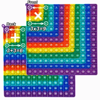 12x12 & 12+12 Multiplication Addition Math Game Pop Toys, Rainbow Silicone Both Sides Times Table Educational Toy Gifts for Kids 1