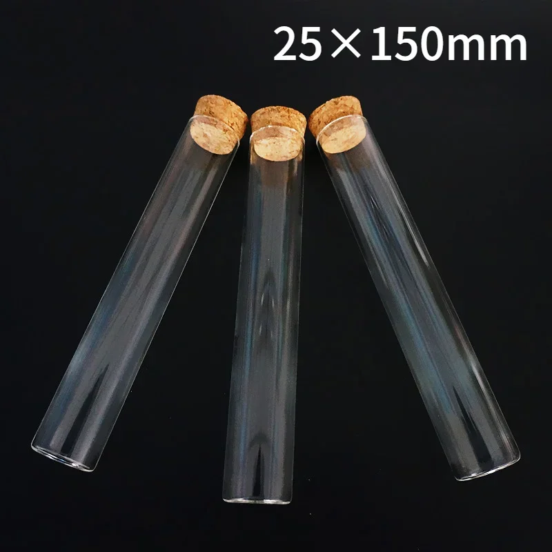 

24pcs/lot 25x150mm Clear Flat Bottom Glass Test Tube with Cork Stoppers Laboratory Supplies