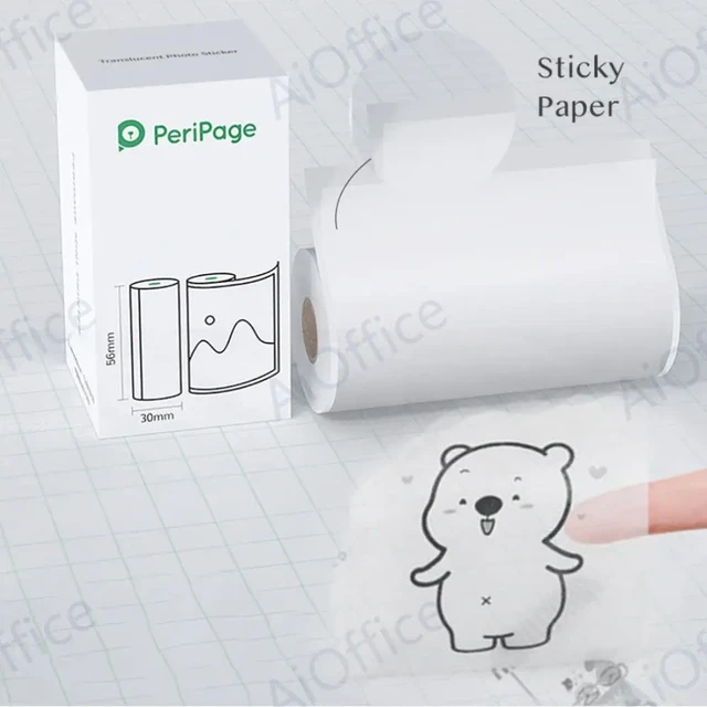 1/3 Roll Printable Sticker Paper Roll 57x30mm Self-adhesive Thermal Paper  for PeriPage A6 Pocket Thermal Printer