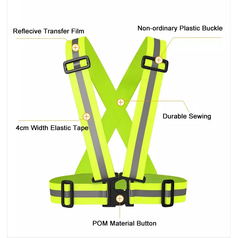 Night Running Riding Clothing Vest Adjustable Safety Vest Elastic Band Highlight Reflective Straps For Adults and Children