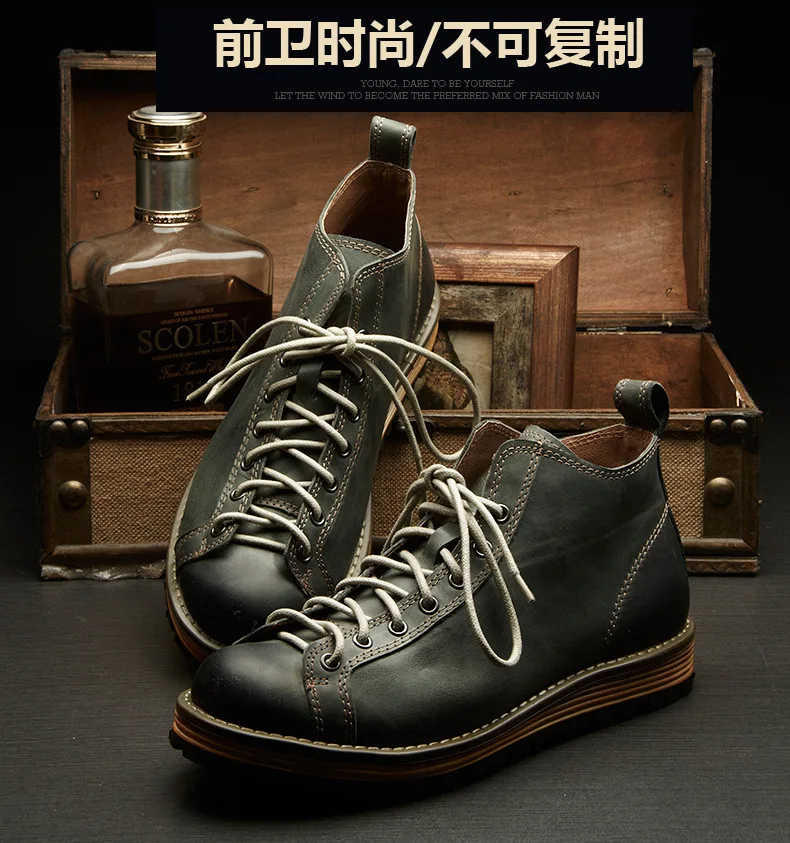 Description Picture 6 of itemGenuine Leather Shoes Outdoor Trekking Riding Combat Fitness Top Layer Cowhide Round Head Walking Boots Tooling Working Camping