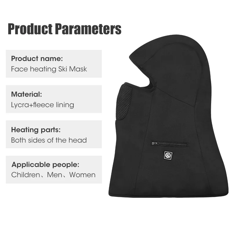Winter Warm Balaclava Hat Breathable Cycling Cap Outdoor Sport Full Face Cover Scarf Motorcycle Battery Can Be Heated Bike Helme