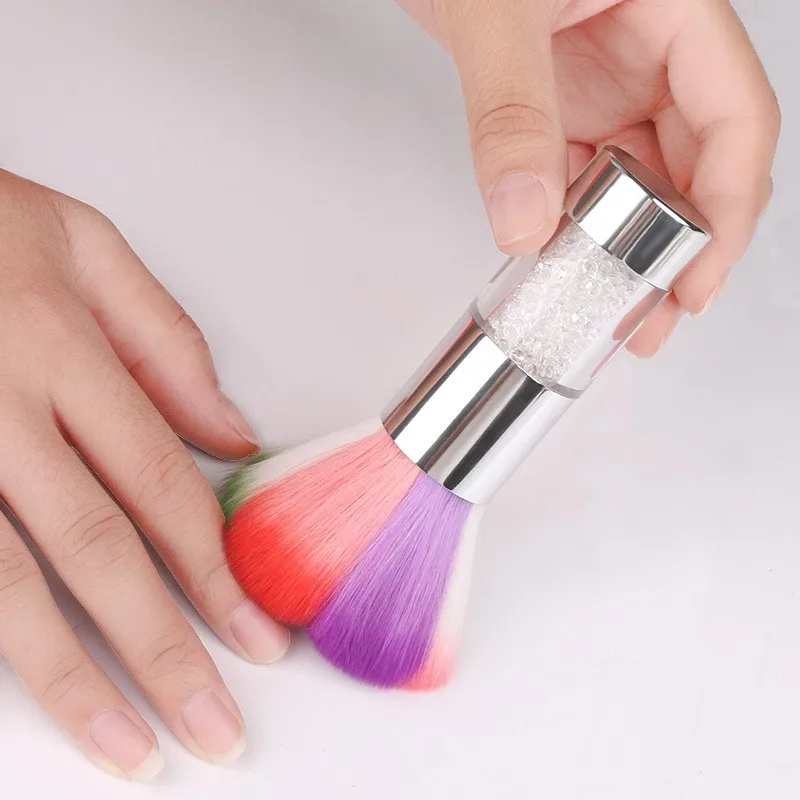 

1Pc Nail Art Dust Brush Clean Manicure Pedicure Soft Hair Dust Remove Rainbow Acrylic Bead Brush UV Gel Polish Nail Clean Tools