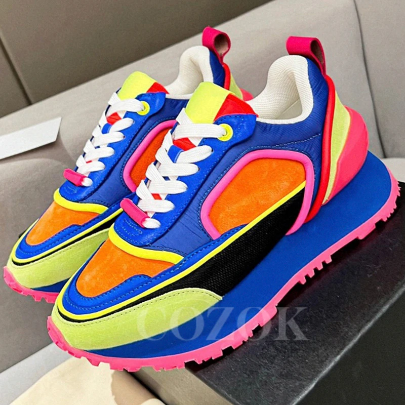 

Autumn Ladies Sneakers New Non-slip Thick Bottom Internet Celebrity Loafers Comfort Breathable Round Head Lovers Leisure Shoes