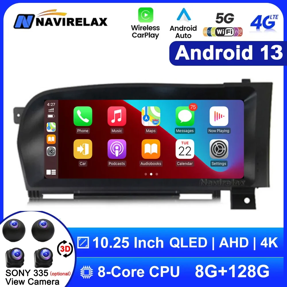 

10.25 Inch Android13 For Benz S W221 W216 2005 - 2013 Touch Screen Car Accessories Carplay Monitors Speacker Radio Multimedia