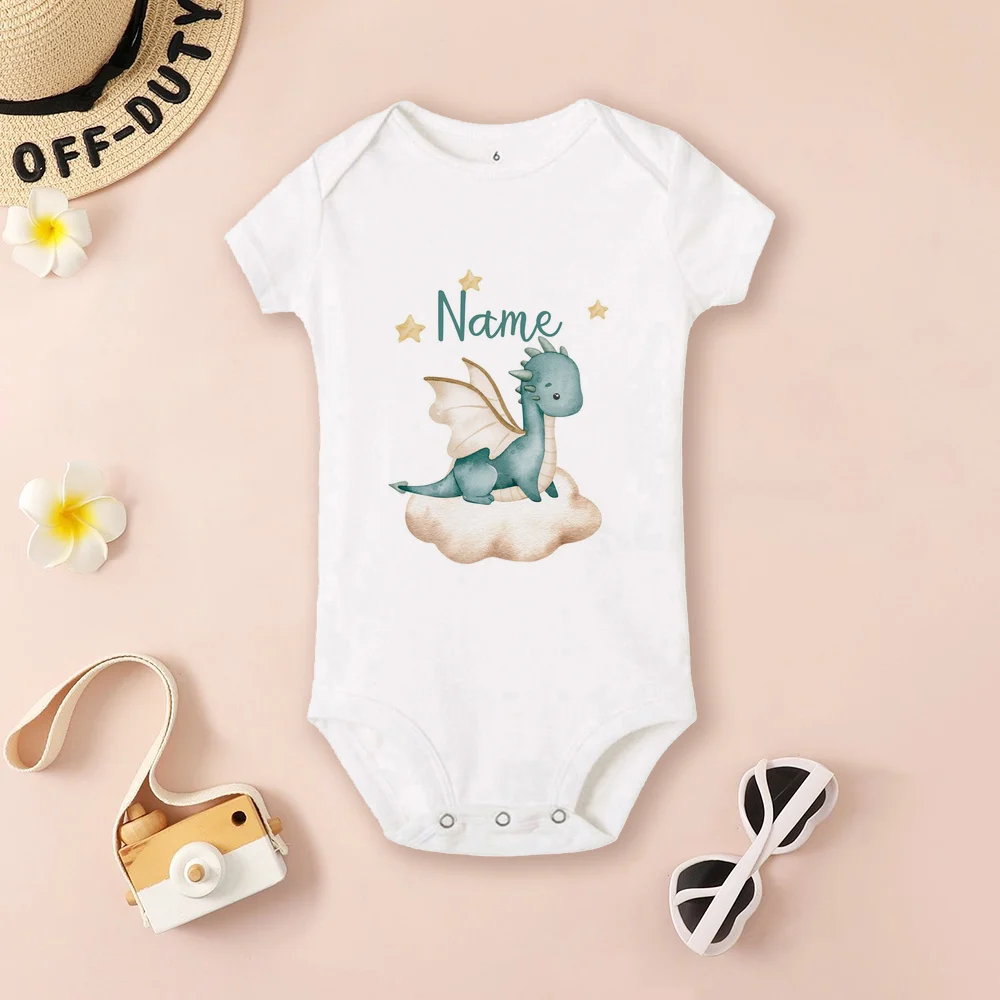 Personalized Dragon Baby Bodysuit Custom Name Infant Cute Romper Boys Girls Clothes Baby Shower Gift Newbron Baby Outfit 3