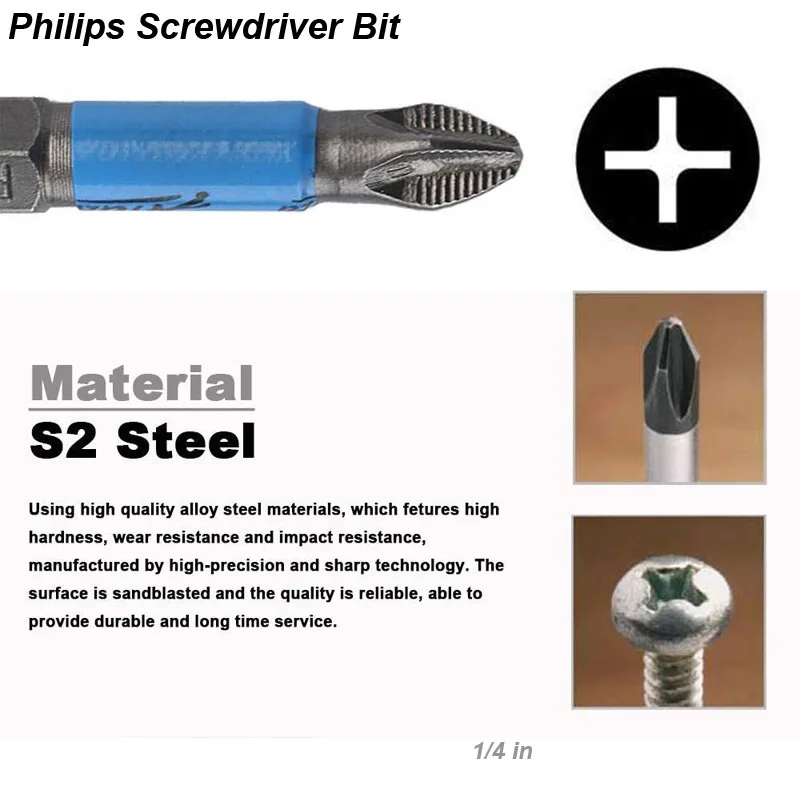 Magnetic Screwdriver Bits Set PH1 PH2 PH3 PZ1 PZ2 PZ3 Anti-slip 1/4 Hex Shank Fit Hand Electric Drill Driver Tool Part Accessory 6