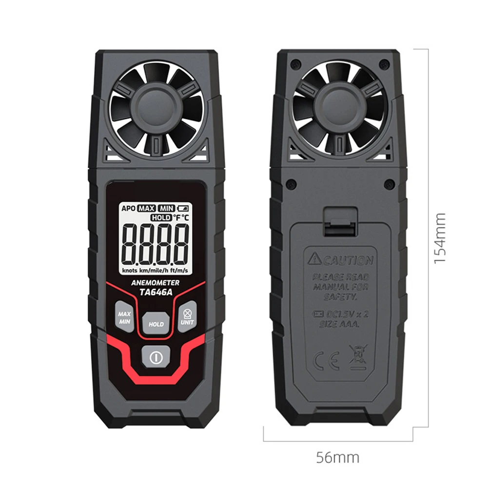 TA646A 디지털 풍속계 0.3-30m/s HVAC 산업 테스트용 휴대용 공기 흐름 풍속 측정기 온도 측정
