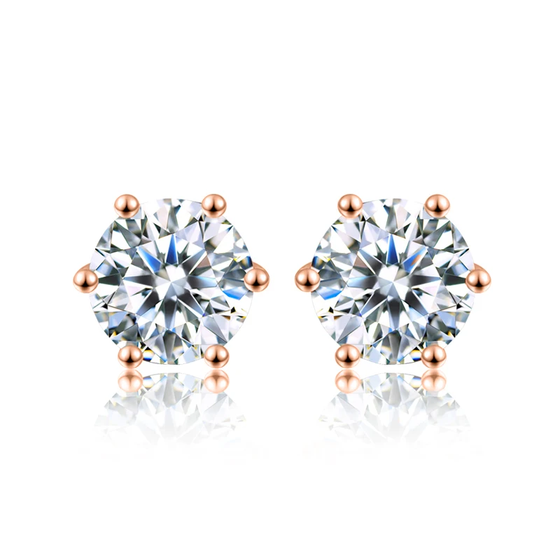 DW 0.5ct-2ct D Color Certified Moissanite Stud Earrings Lab Created Diamond 925 Sterling Silver Gold Plated Wedding Jewelry
