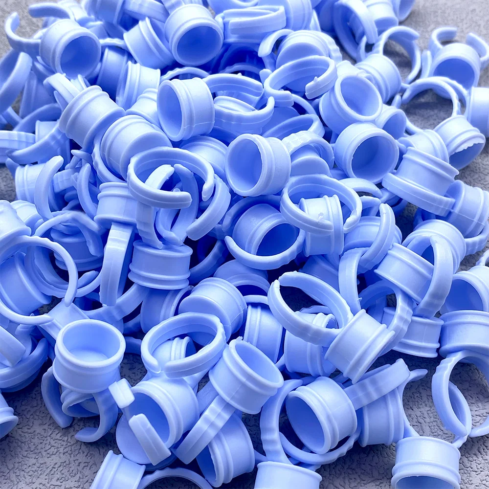 Zanse 100Pcs Eyelash Extension Glue Ring Cup Tattoo Pigment Holder Delay Cups Eyelash Extension Supplies Glue Ring Cup