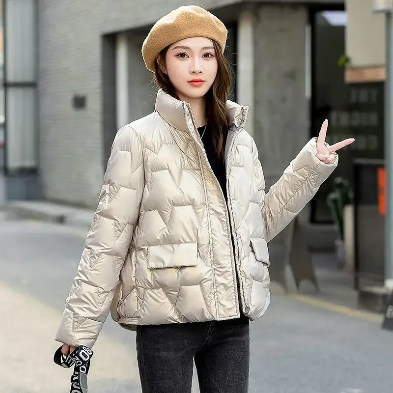 Women Parkas Winter Cotton Jacket Long Sleeve Warm Puff Coat Pockets Quilted Solid Casual Korean Fashion Coats
