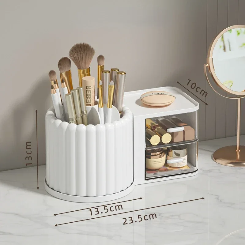 2025 360 Rotating Makeup Desktop Cosmetic Storage Organizer Large Capacity  Bathroom Portable Lipstick Makeup Brush Pen Holder 5