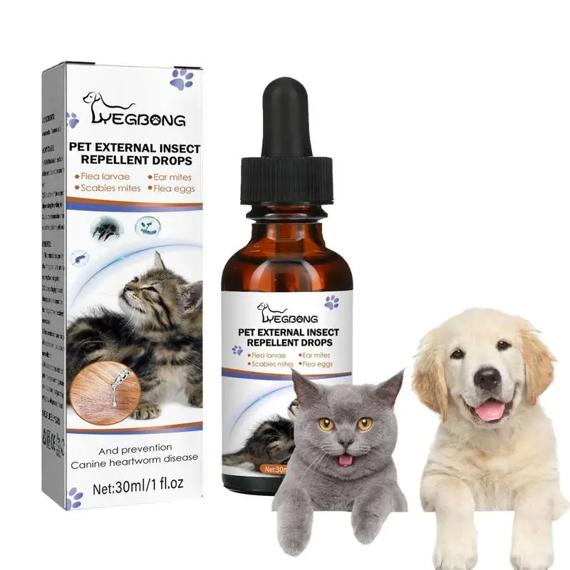 

30ml Pets Dog Cat Anti-Flea Drops Flea Lice Insect Remover Spray Tick Concentrate Formula Insect Killer Drop Remover Flea