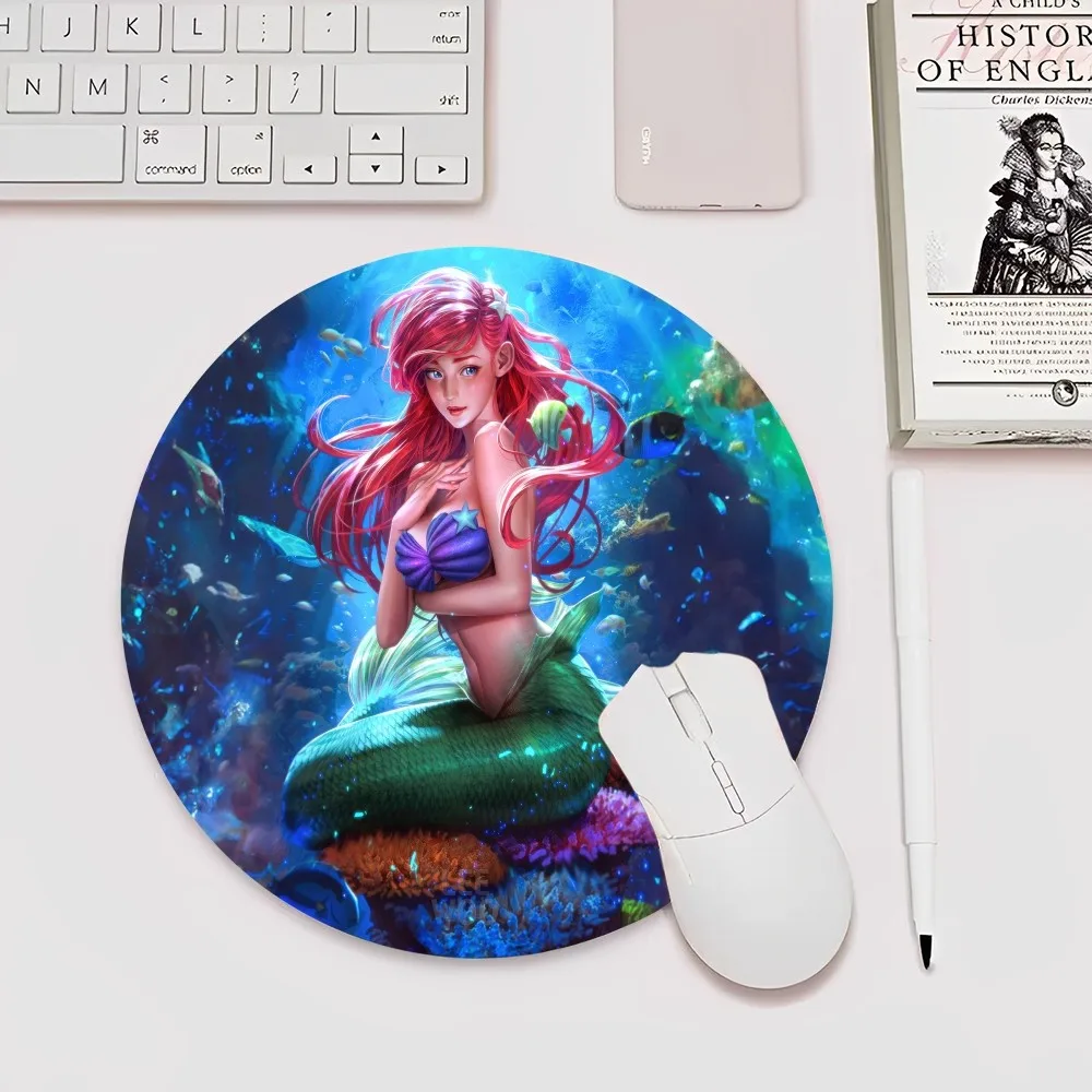 Disney The Little Mermaid Mousepad Small Round Speed Version Game Computer Keyboard Office Table Mat Pc Laptop Mouse Mat Desktop