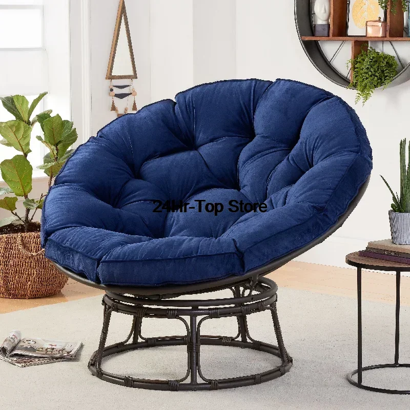 

Роскошное кресло для отдыха для дома и сада Papasan, современные эстетические синие диваны из полиэстера, европейская гостиная, кресло для отдыха