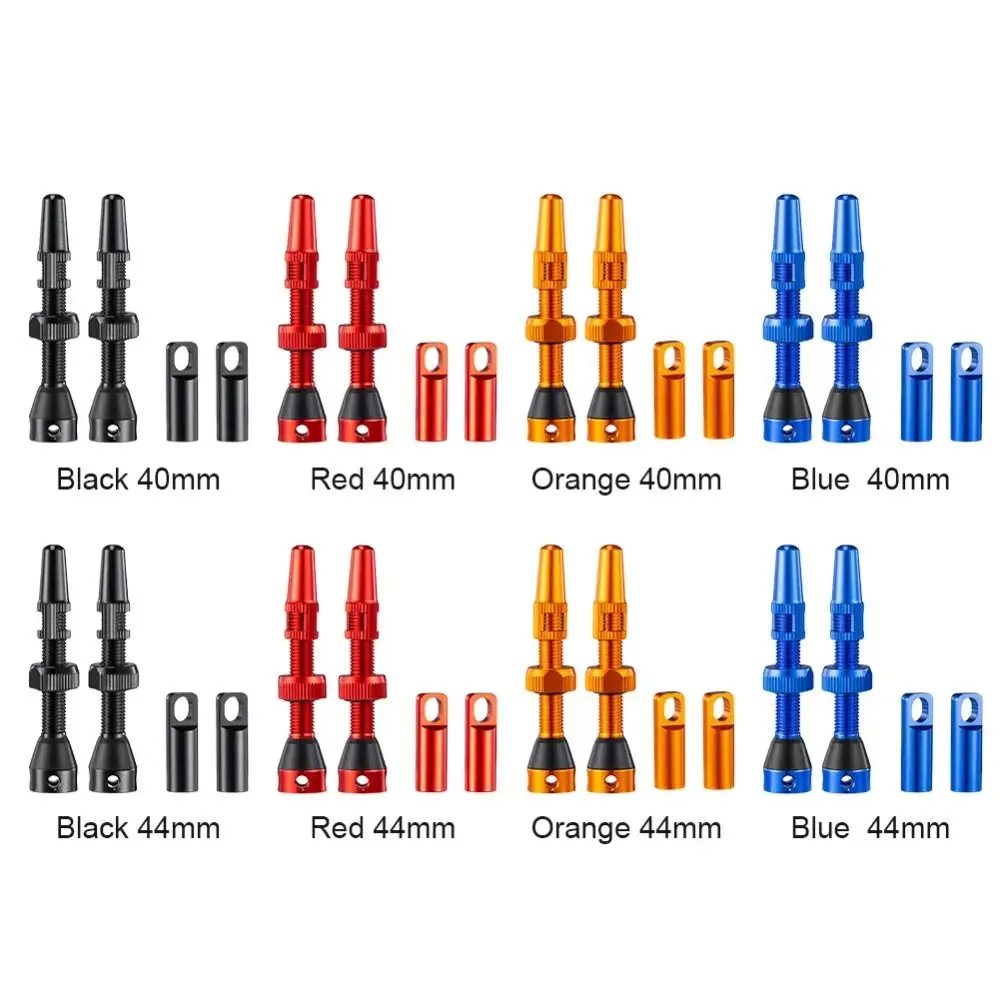 2 Pairs Tubeless Tire Valves-40mm/44mm/60mm CNC Aluminum Alloy Presta Valves with Durable Brass Core for Bike Tubeless Rims