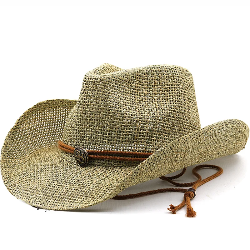 

for hat Simple Sun men and women's summer hats personalized western Girl cowboy straw hat beach hat 56-58CM