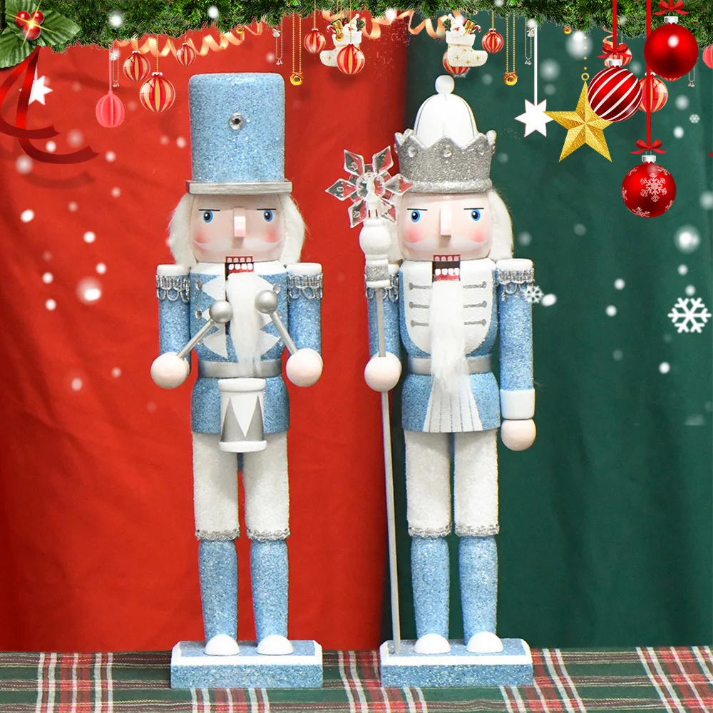 

30cm Christmas Gift Nutcracker Wooden Handicraft Blue Doll Puppet Creative Child Festival Easter Soldier Ornament Decorations