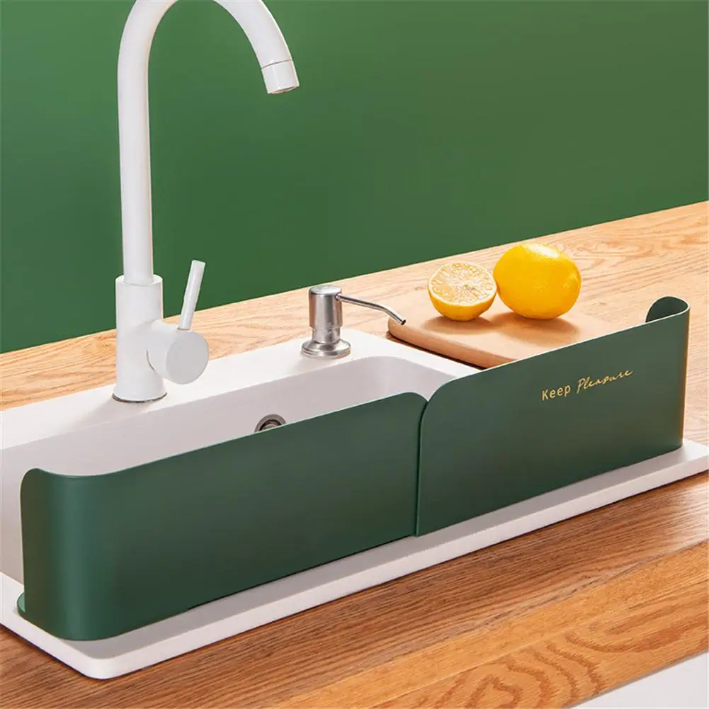 

Kitchen Telescopic Sink Flap Multifunctional Drain Rack Splash Water Baffle Sinks Organizer Soap Sponge Holder Kitchen Gadgets