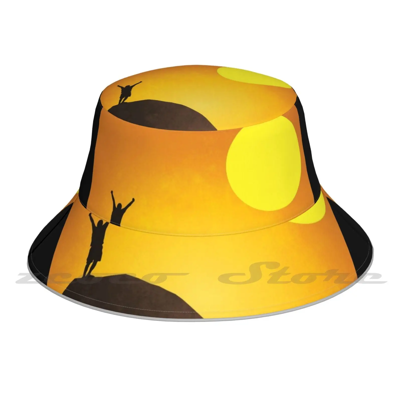 

Jeremy-Cap Diy Light Foldable Sunshade Fashion Fisherman Hat Jeremy Song Grunge Mountain Sun Yellow Orange Music