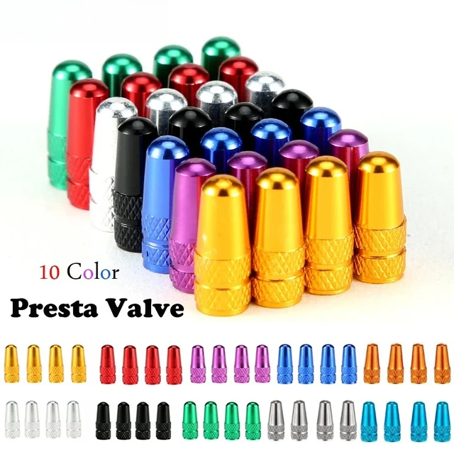 4PCS Aluminum Alloy Presta Valve Caps French Air Valve Covers for Road MTB Track Racing Bike Tires 1