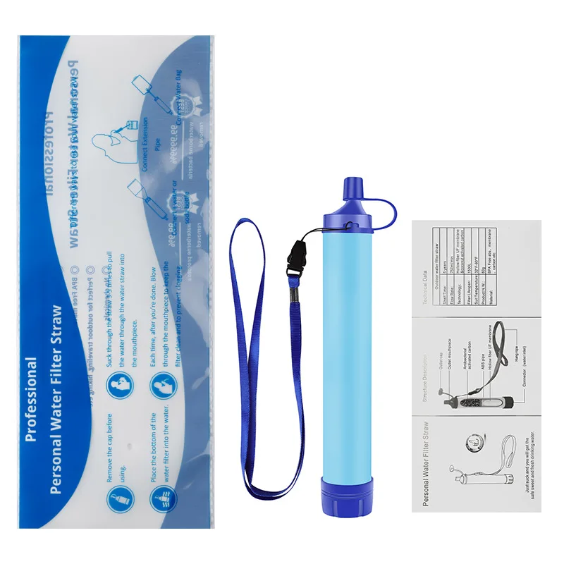 Customizable Outdoor Personal Water Filter Ultra-Light 0.01 Micron 4-Stage Filter System Portable Water Purifier Survival Straw