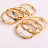 304 Stainless Steel Turkish Devil's Eye Blue Crystal Bracelet Ladies Jewelry Retro Drip Elegant Buckle Woman Bangle 3