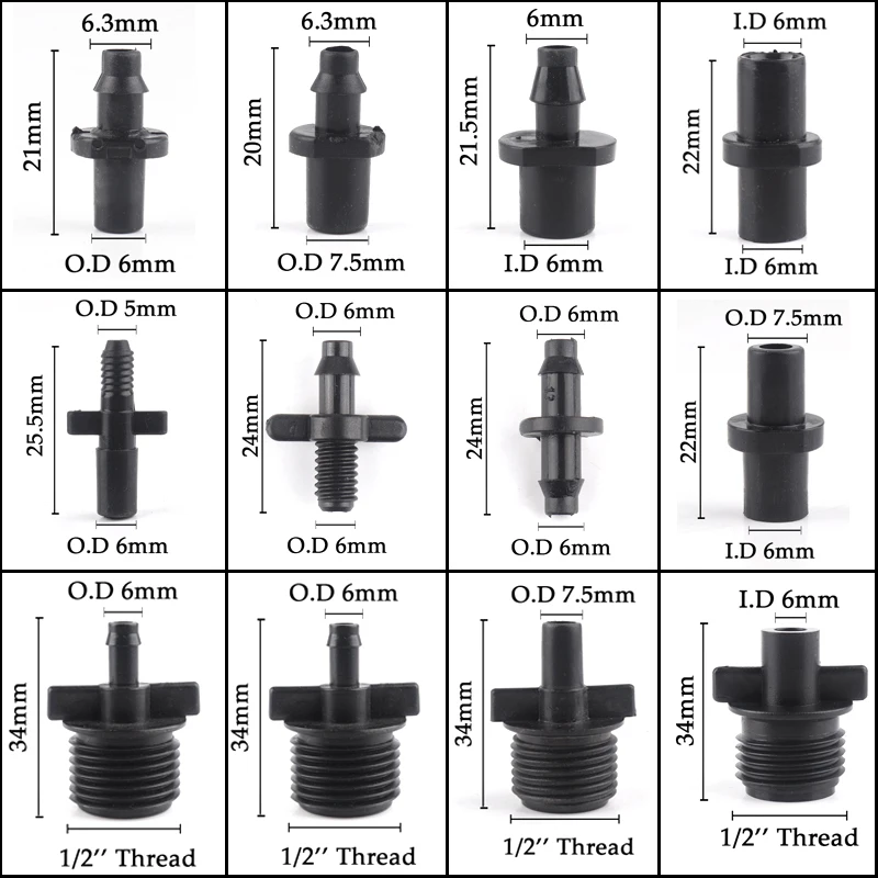 

20~300Pcs 4/7mm Garden Hose Connectors 1/4 Inch Micro Drip Irrigation System Soft Pipe Hose Joints Irrigation Dripper Connector