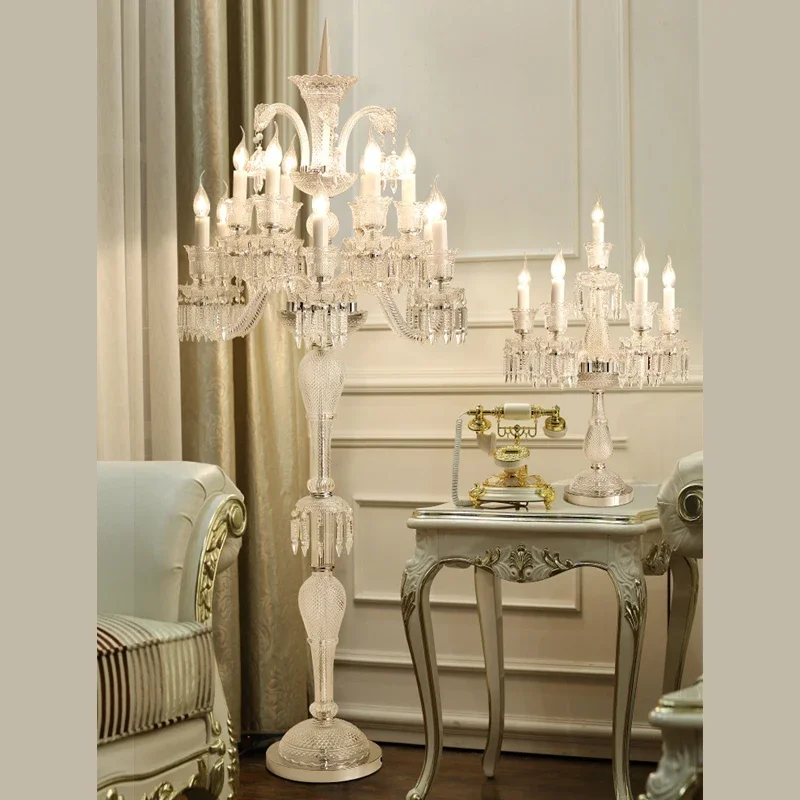 

TEMAR European Style Crystal Floor Lamp Luxurious Hotel Ballroom Wedding Candle Decoration Lamp Living Room Bedroom Villa