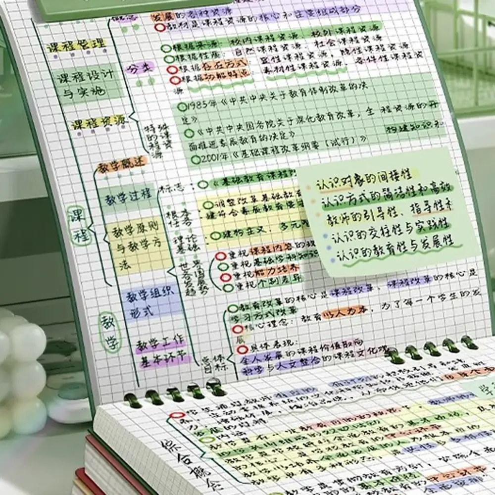 다기능 120 페이지 루스리프 노트 컬러 플립업 다이어리 북 분리형 그리드 내부 페이지 학교 사무실용 메모장