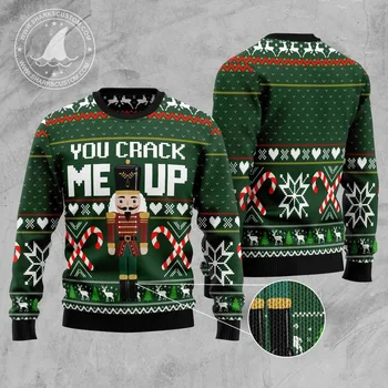 Men's Christmas Ugly Sweater Winter Warm Oversized Hoodie Street Fashion Green Loose Round Neck Nutcracker Soldier 3D Print