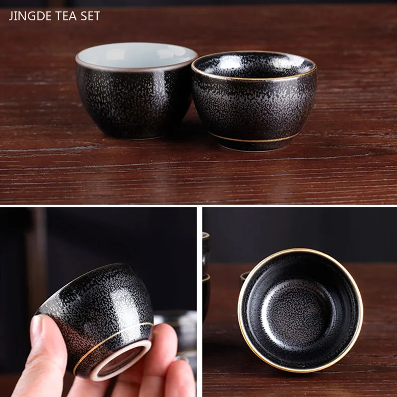 6pcs Traditional Ceramic Tea Set Retro Tea Cup Set Portable Zen Small Tea Bowl Custom Beauty Teacup Chinese Teaware Accessories