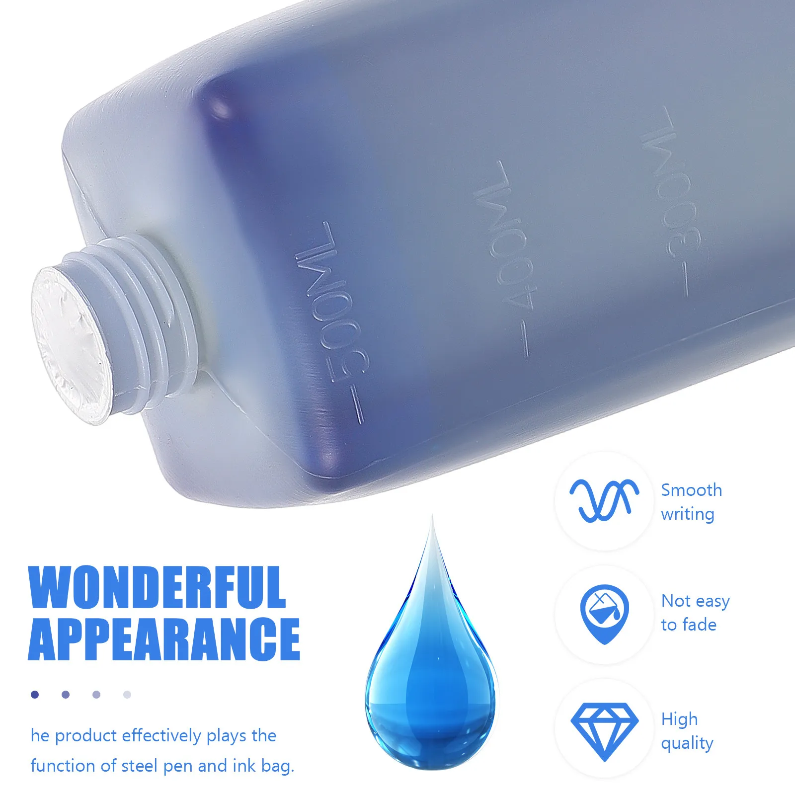 1Pcs 500Ml 화이트보드 잉크 리필 간편한 사용 간단한 디자인 비필링 컬러 긴 수명의 스틸 펜 잉크 기능 호환 가능