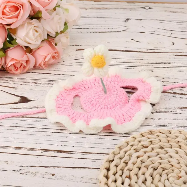 Gorro tejido para gato con diseño de flor: Accesorio Crochet Emoape