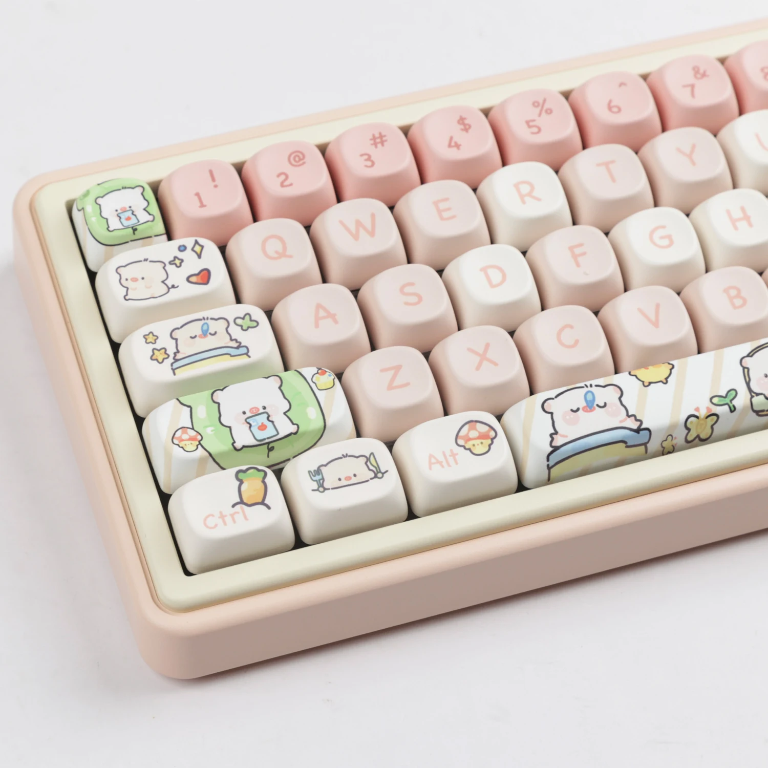 

144 Keys Pink Piglet PBT Keycap MOA Profile Dye sublimation Keycaps For Gateron Cherry MX Switch Mechanical Keyboard Key Caps