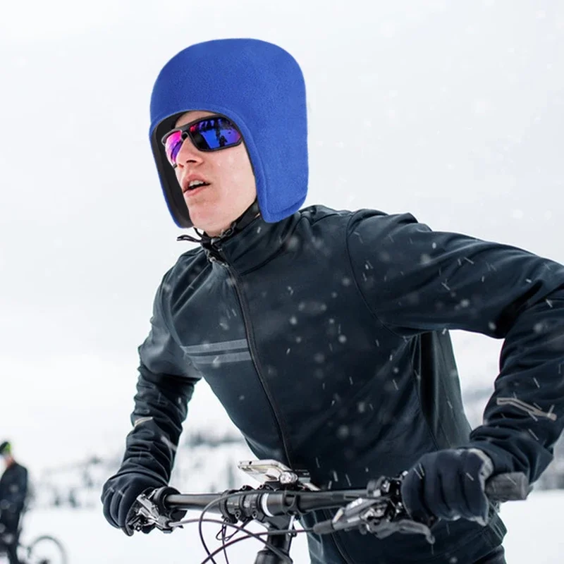 Winter Cycling Hat Windproof Warm Polar Fleece Cap with Ear Protection Men Women Outdoor Sports Hiking Riding Thermal Caps