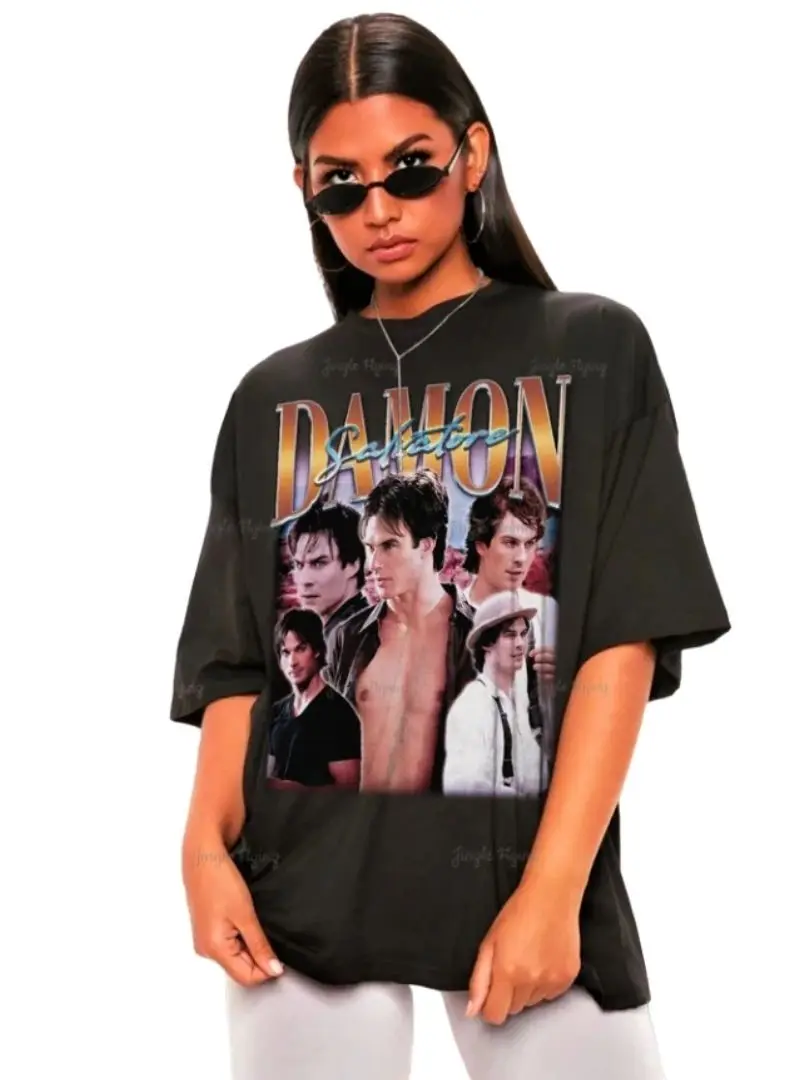 Sudadera Retro Damon Salvatore, camiseta Merch Ian Somerhalder, camiseta  Diares de gran tamaño - AliExpress, image size:810x1080