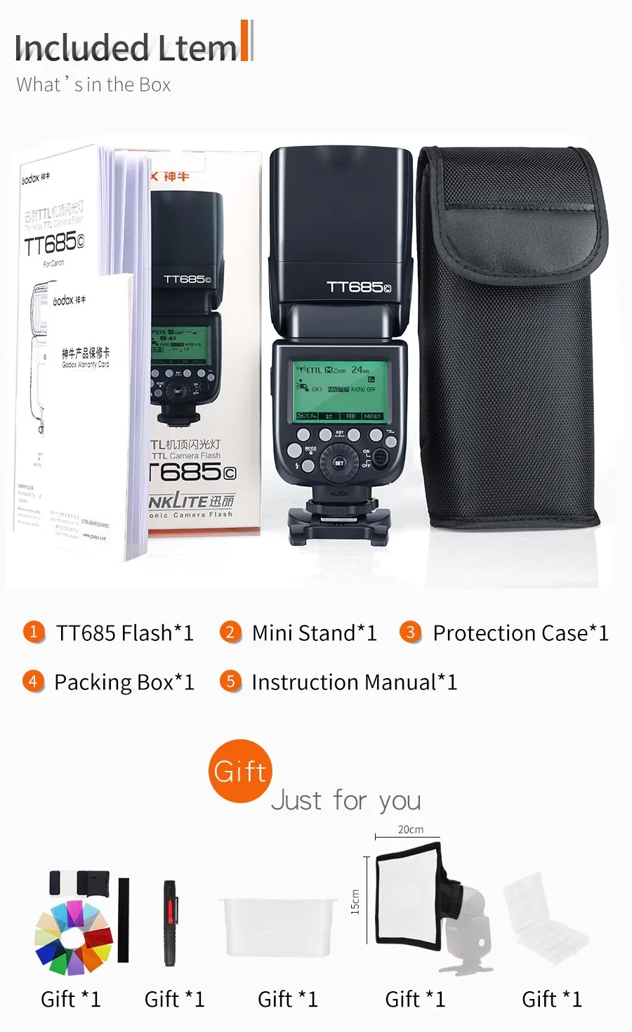 Godox TT685 TT685C TT685N TT685S TT685F TT685O TTL HSS Camera Flash Speedlite fo