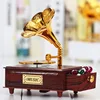 Classical phonograph Drawer Music Box for Home Decoration Wedding Birthday Gift Gramophone Figurine Hand Crank Music Boxes 1