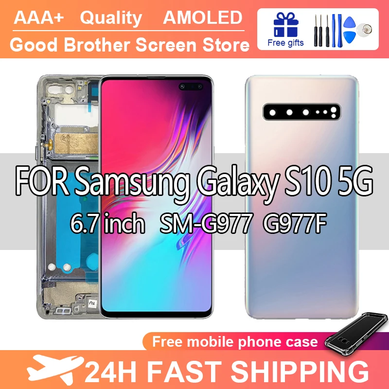 

Super Amoled Lcd For Samsung Galaxy S10 5g Lcd G977n Display New G977u Touch Screen Digitizer S10 5g Lcd G977 Lcd Assembly