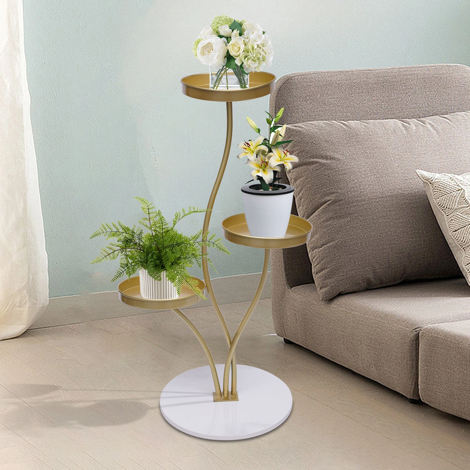 

3 Tier Indoor Metal Flower Plant Shelf Holder Corner Display Rack Wedding Party Decorative Green Plants Stand Living Room Decor