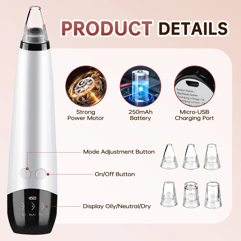 Blackhead Remover Vacuum Suction Acne Pore Cleaner Electric Nose Face Deep Cleansing Skin Care Device Birthday Christmas Gift