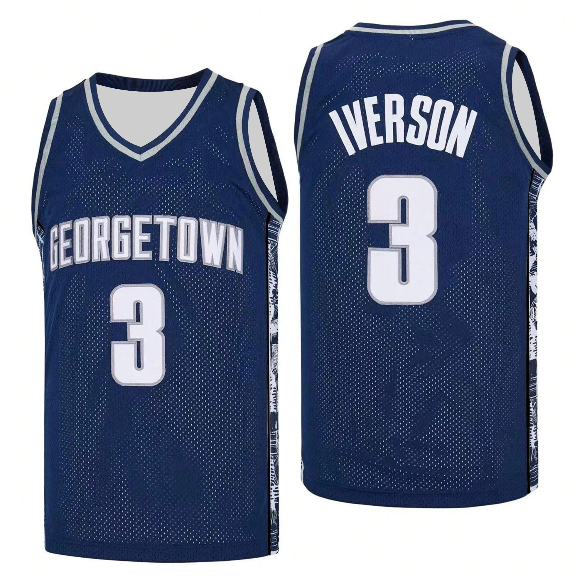 Men's Georgetown Collegiate Athletic Iverson retro basketball jersey adult training ball shirt men clothing tee tops