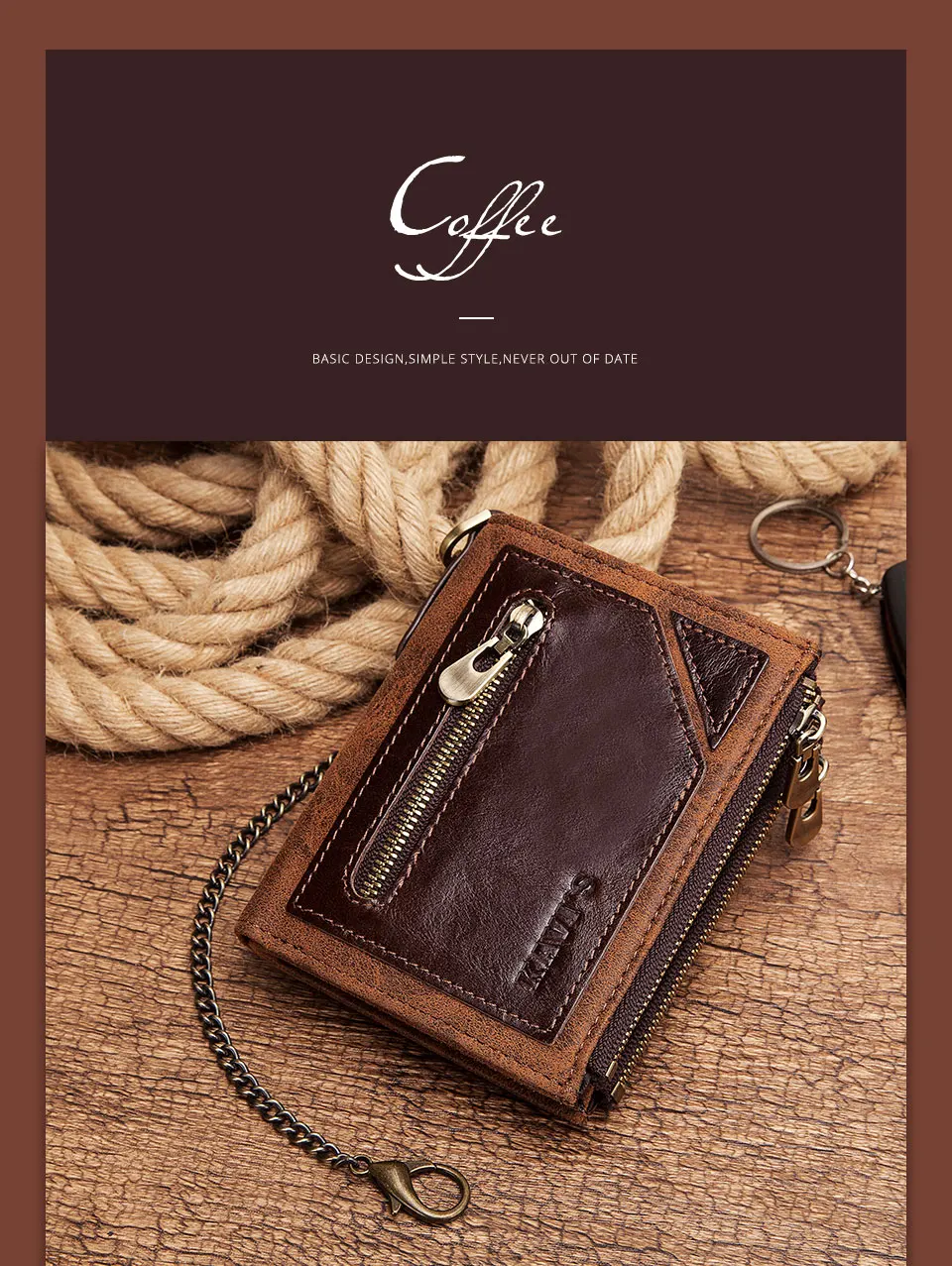Bifold-Geldbörse für Herren, RFID-blockierend, echtes Leder, Kartenhalter, Geldbörsen mit 7 Kartenfächern, lässige männliche kurze Geldtasche – Detail 1