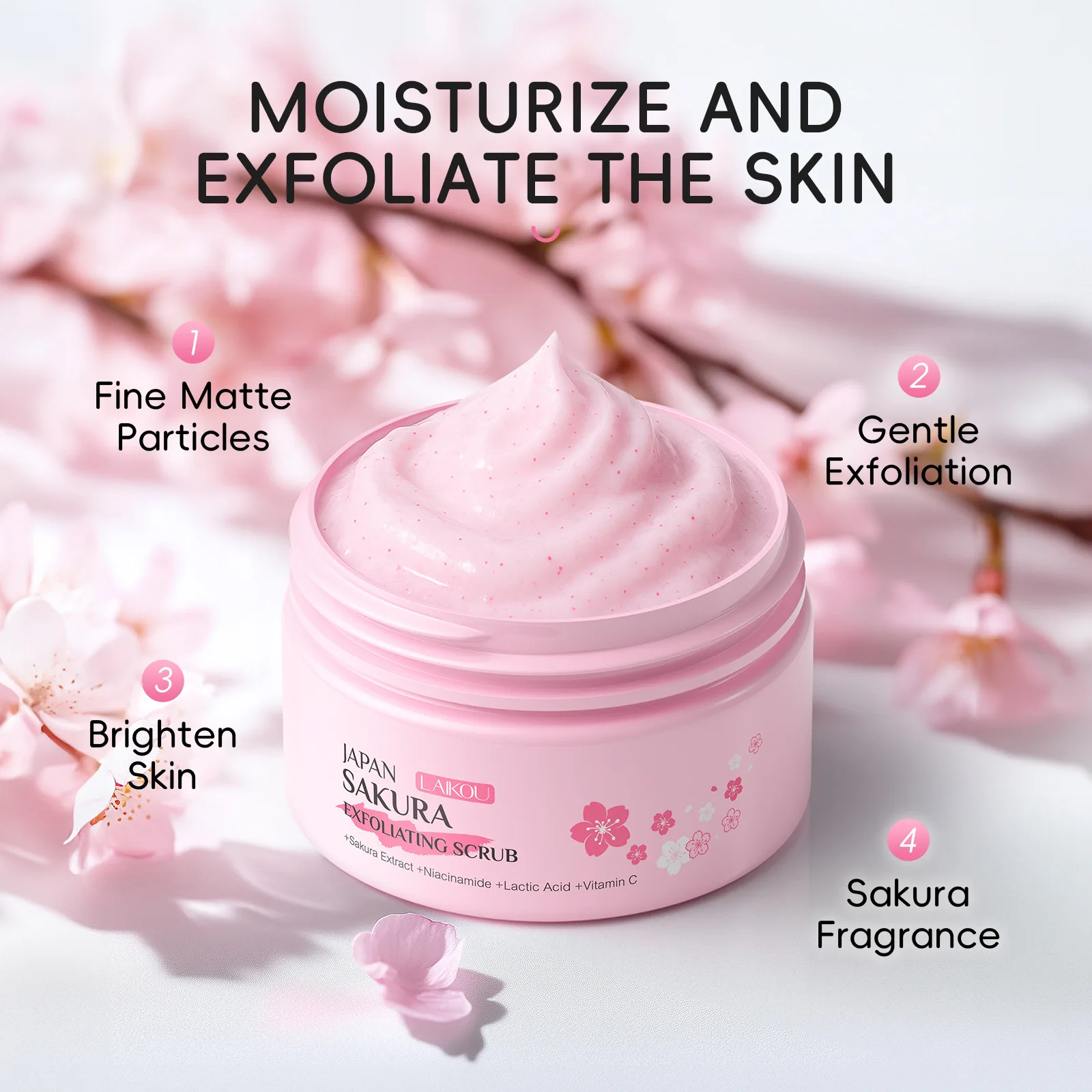 LAIKOU Sakura Peeling Exfoliating Scrub Blackhead Dead Skin Remove