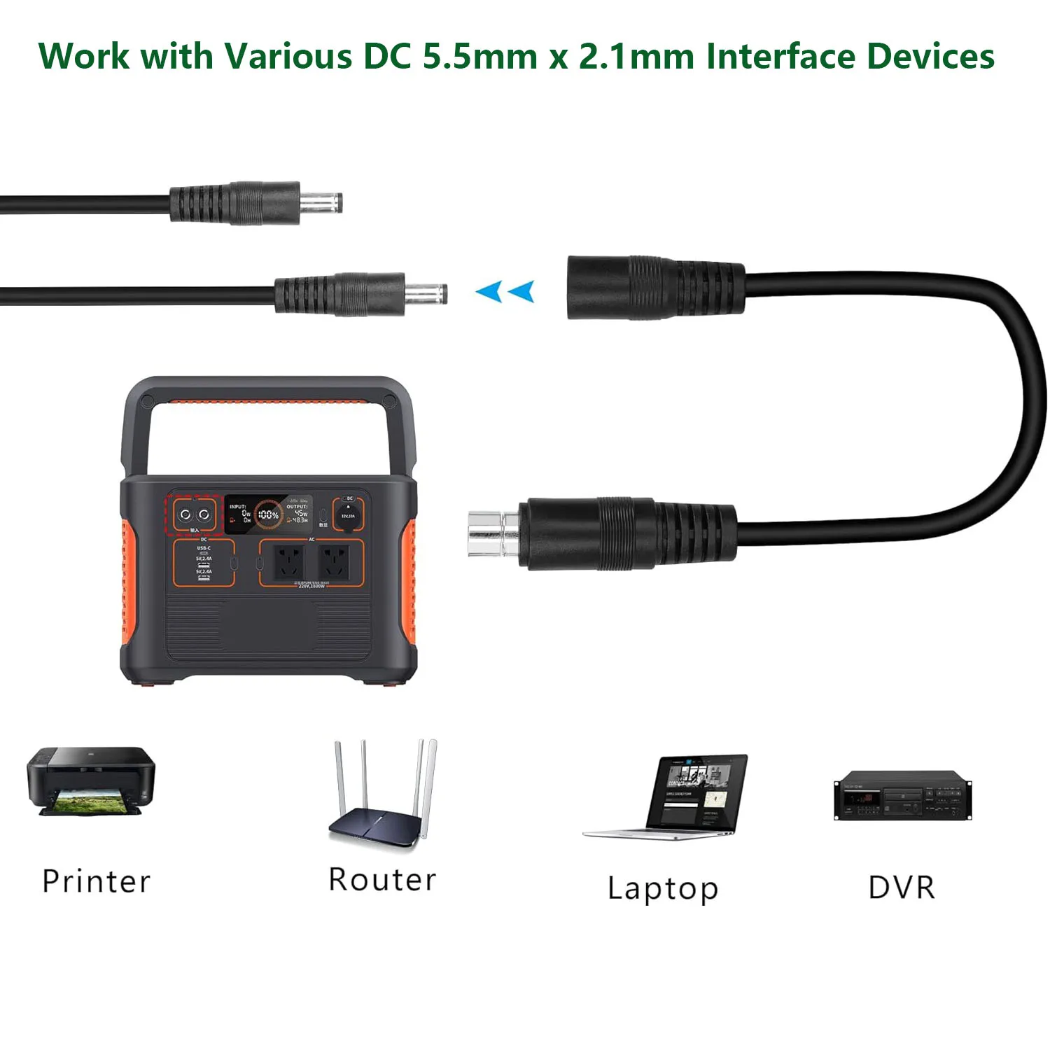 GELRHONR Cavo Adattatore Da DC8mm A SAE 14AWG 1,8m Per Pannello Solare E Generatore Portatile - Con Adattatore A DC5525