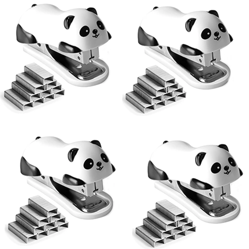 

4 Pcs Panda Desktop Stapler Stapler Stapler For 12 Sheet Capacity, Stapler With 4000PCS No.10 Staple & Built-In Staple Remover