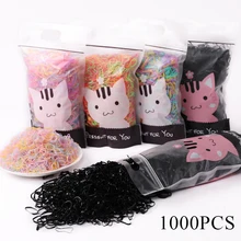 

1000Pcs/Pack Small Disposable Hair Band Elastic Rubber Bands Girls Colorful Hairband Child Ponytail Holder Hair Ties Accessories